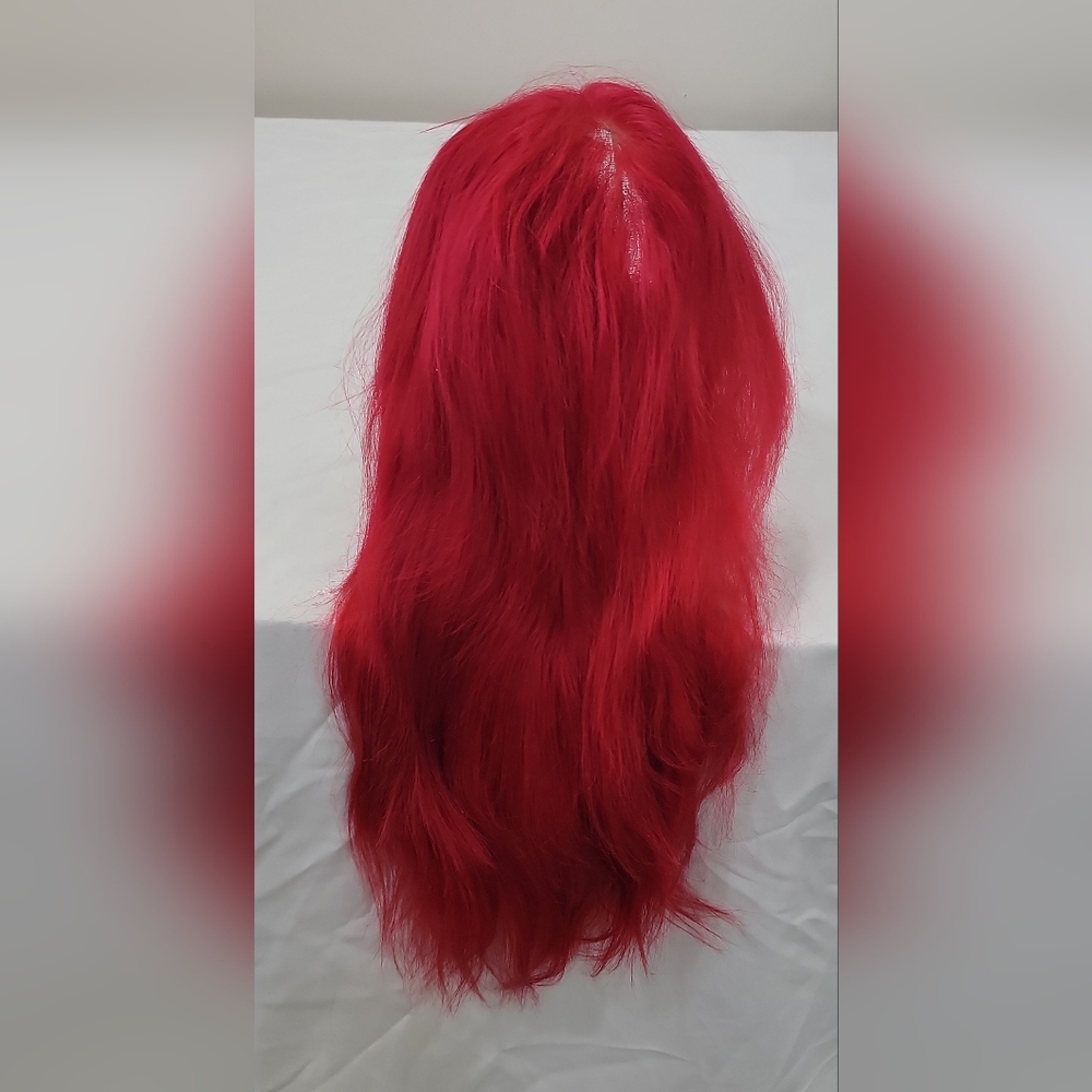 24" Long Bright Red Wig Synthetic Straight Fashion Wig Adjustable Cap‎